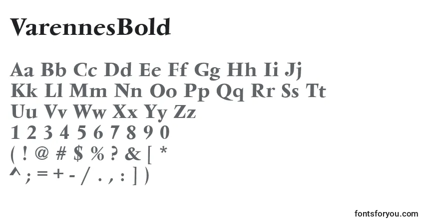 Schriftart VarennesBold – Alphabet, Zahlen, spezielle Symbole