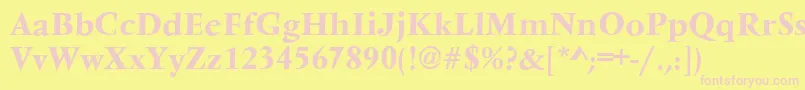 VarennesBold-fontti – vaaleanpunaiset fontit keltaisella taustalla