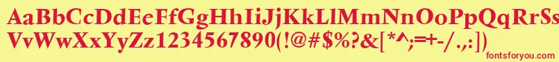 VarennesBold-fontti – punaiset fontit keltaisella taustalla