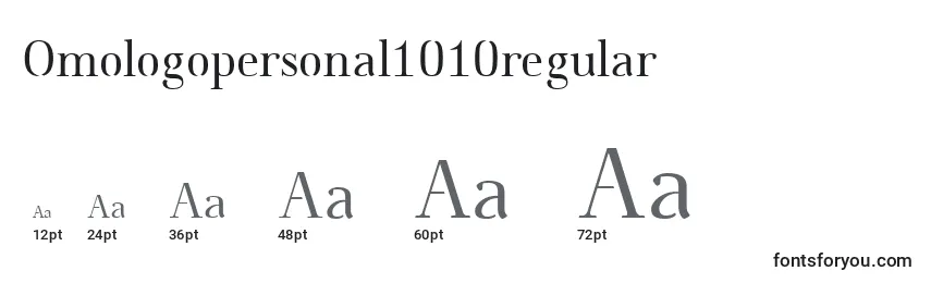 Размеры шрифта Omologopersonal1010regular