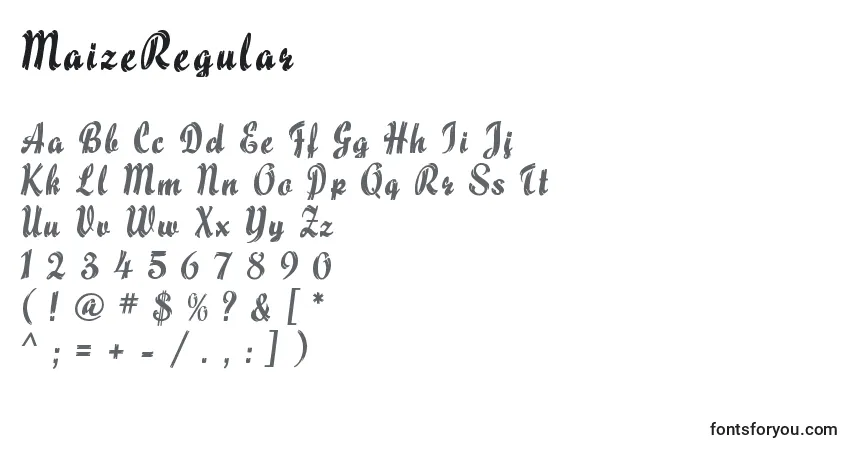 Czcionka MaizeRegular – alfabet, cyfry, specjalne znaki