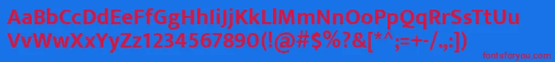 EkmuktaBold Font – Red Fonts on Blue Background