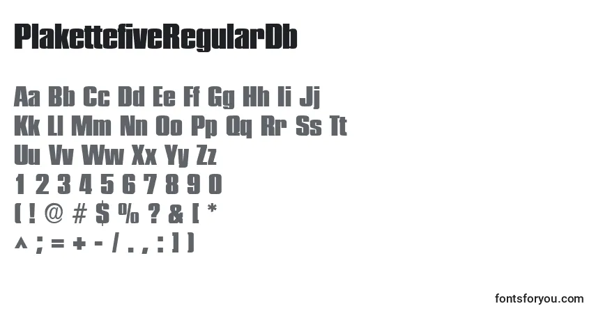 Schriftart PlakettefiveRegularDb – Alphabet, Zahlen, spezielle Symbole