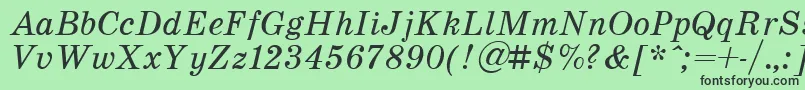 SchoolItalic-fontti – mustat fontit vihreällä taustalla