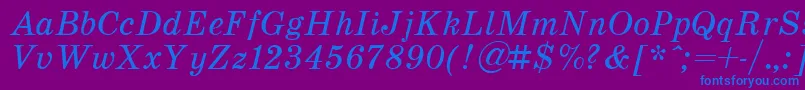 SchoolItalic-fontti – siniset fontit violetilla taustalla