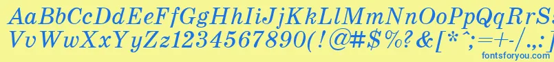 SchoolItalic Font – Blue Fonts on Yellow Background