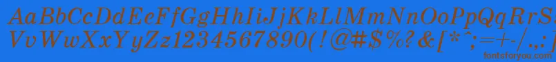 SchoolItalic Font – Brown Fonts on Blue Background