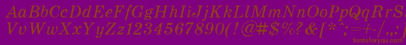Czcionka SchoolItalic – brązowe czcionki na fioletowym tle