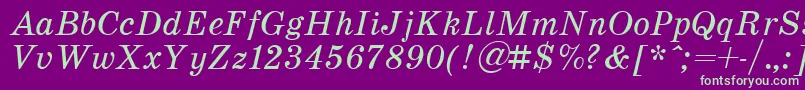 SchoolItalic Font – Green Fonts on Purple Background