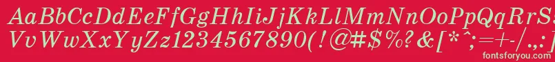 SchoolItalic Font – Green Fonts on Red Background