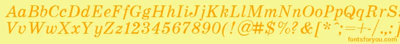 SchoolItalic-fontti – oranssit fontit keltaisella taustalla