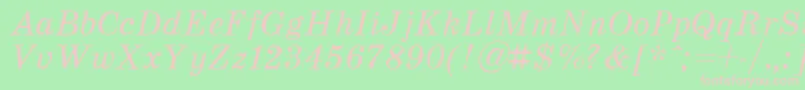 SchoolItalic-fontti – vaaleanpunaiset fontit vihreällä taustalla