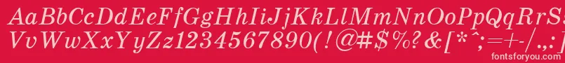 SchoolItalic-fontti – vaaleanpunaiset fontit punaisella taustalla