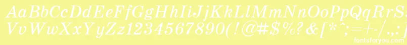 SchoolItalic-fontti – valkoiset fontit keltaisella taustalla