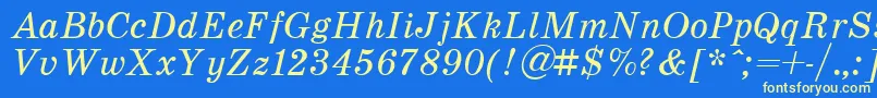 SchoolItalic Font – Yellow Fonts on Blue Background