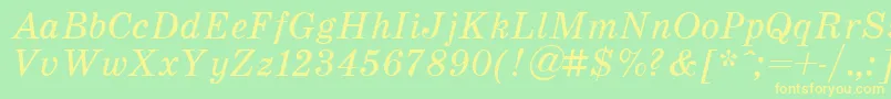 SchoolItalic-fontti – keltaiset fontit vihreällä taustalla
