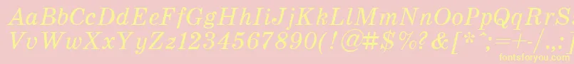 SchoolItalic-Schriftart – Gelbe Schriften auf rosa Hintergrund