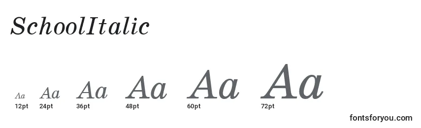 Размеры шрифта SchoolItalic