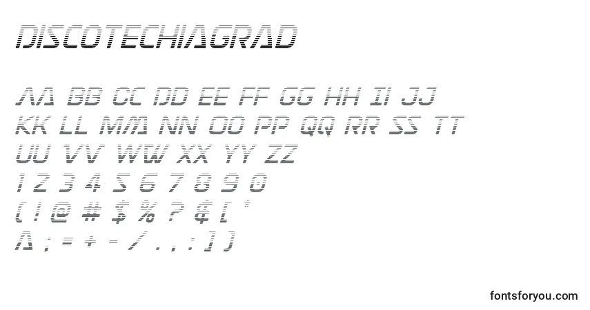 Czcionka Discotechiagrad – alfabet, cyfry, specjalne znaki