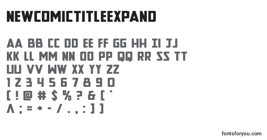 Czcionka Newcomictitleexpand – alfabet, cyfry, specjalne znaki