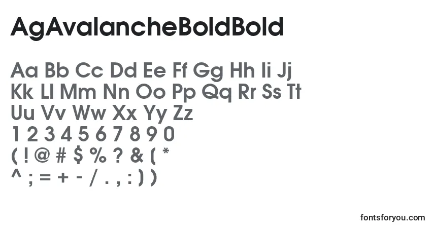Schriftart AgAvalancheBoldBold – Alphabet, Zahlen, spezielle Symbole