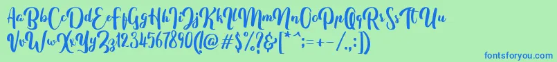 フォントFitamintScript – 青い文字は緑の背景です。