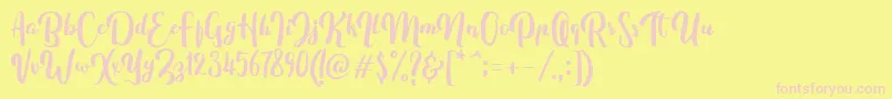 FitamintScript-Schriftart – Rosa Schriften auf gelbem Hintergrund