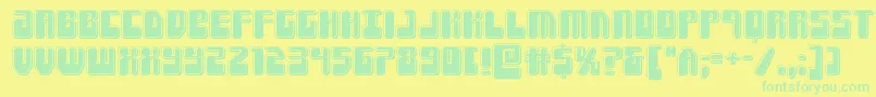 Forcemajeurebevel-Schriftart – Grüne Schriften auf gelbem Hintergrund