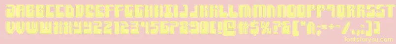 Forcemajeurebevel-Schriftart – Gelbe Schriften auf rosa Hintergrund