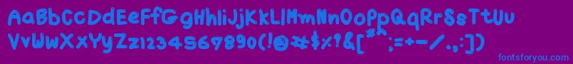 TxJello-Schriftart – Blaue Schriften auf violettem Hintergrund