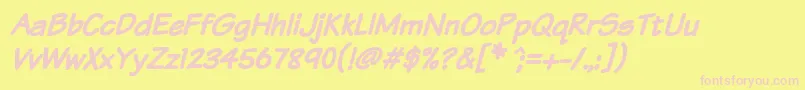KomikaTextBoldItalic Font – Pink Fonts on Yellow Background