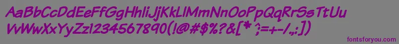 KomikaTextBoldItalic Font – Purple Fonts on Gray Background