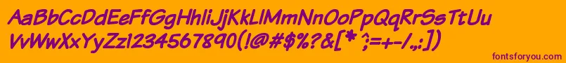 KomikaTextBoldItalic Font – Purple Fonts on Orange Background