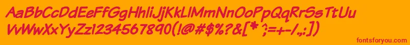 フォントKomikaTextBoldItalic – オレンジの背景に赤い文字