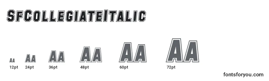 Размеры шрифта SfCollegiateItalic