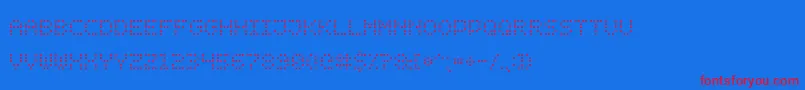 DotDigital7 Font – Red Fonts on Blue Background