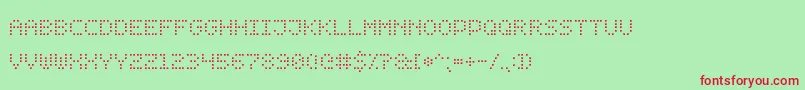 DotDigital7 Font – Red Fonts on Green Background