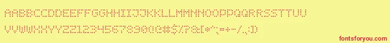 DotDigital7 Font – Red Fonts on Yellow Background