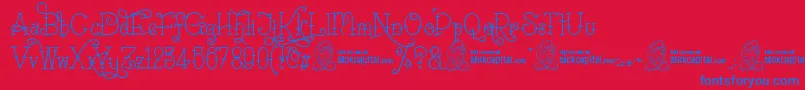 SailoretteTattoo-Schriftart – Blaue Schriften auf rotem Hintergrund