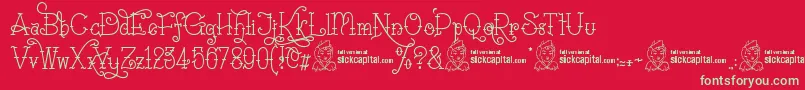 フォントSailoretteTattoo – 赤い背景に緑の文字