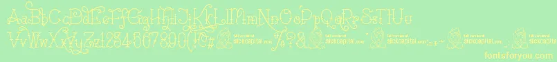 SailoretteTattoo Font – Yellow Fonts on Green Background