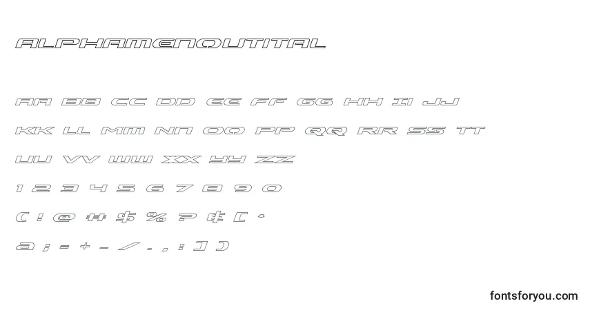 Шрифт Alphamenoutital – алфавит, цифры, специальные символы