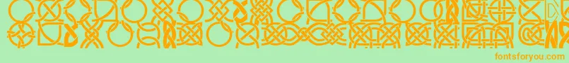 DsCelticBorder1-Schriftart – Orangefarbene Schriften auf grünem Hintergrund