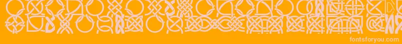 DsCelticBorder1-Schriftart – Rosa Schriften auf orangefarbenem Hintergrund