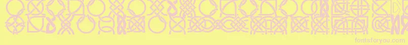 DsCelticBorder1-Schriftart – Rosa Schriften auf gelbem Hintergrund