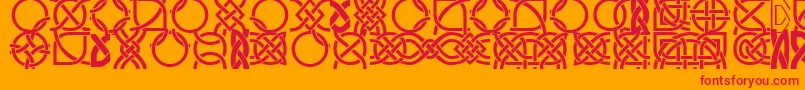 フォントDsCelticBorder1 – オレンジの背景に赤い文字