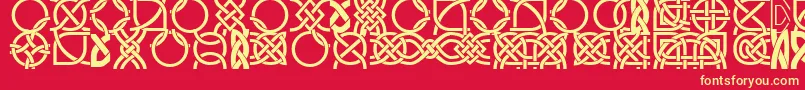 DsCelticBorder1-Schriftart – Gelbe Schriften auf rotem Hintergrund