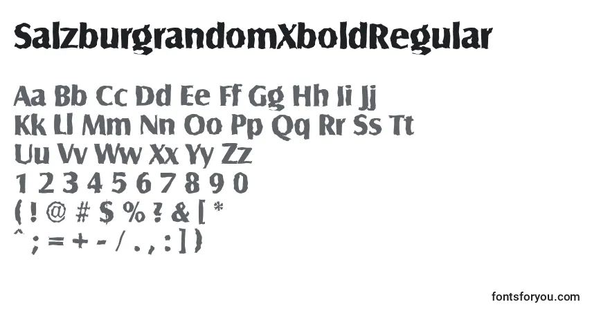 Czcionka SalzburgrandomXboldRegular – alfabet, cyfry, specjalne znaki