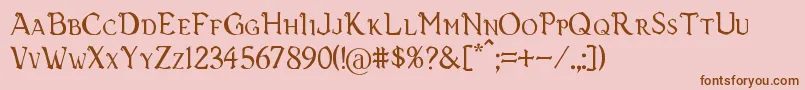 Vecna-fontti – ruskeat fontit vaaleanpunaisella taustalla