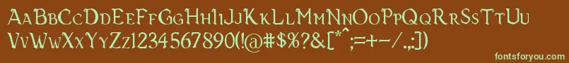 Vecna-fontti – vihreät fontit ruskealla taustalla